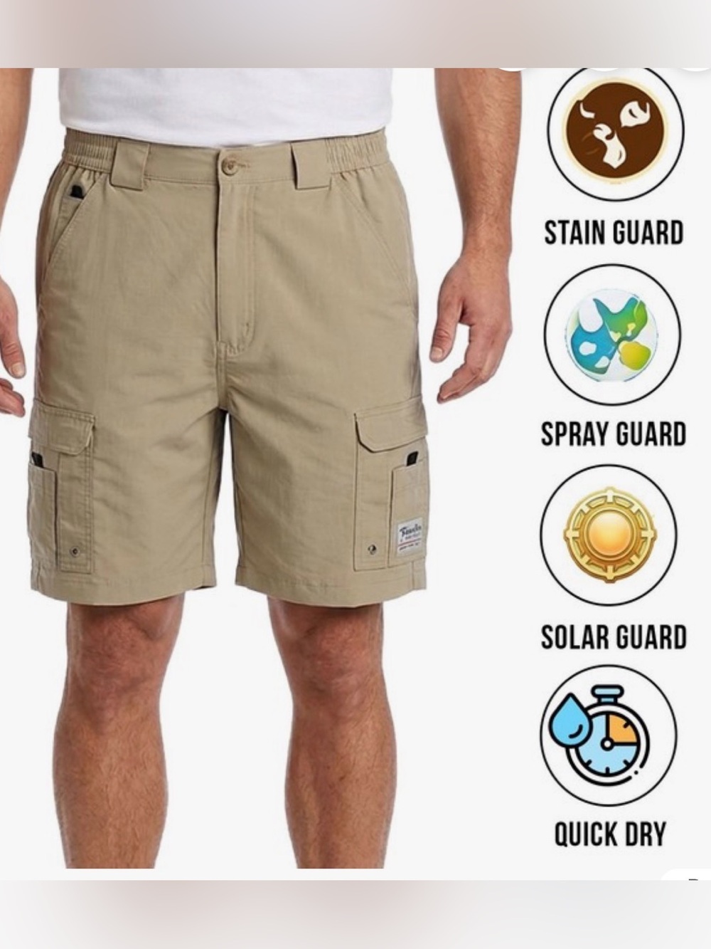 NWT 40 Bimini Bay Boca Grande II Khaki Cargo Shorts - Classic Casual Utility